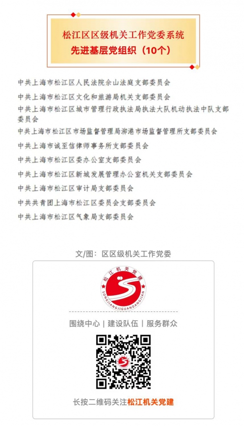 律所党支部获表彰为松江区区级机关工作党委系统先进基层党组织